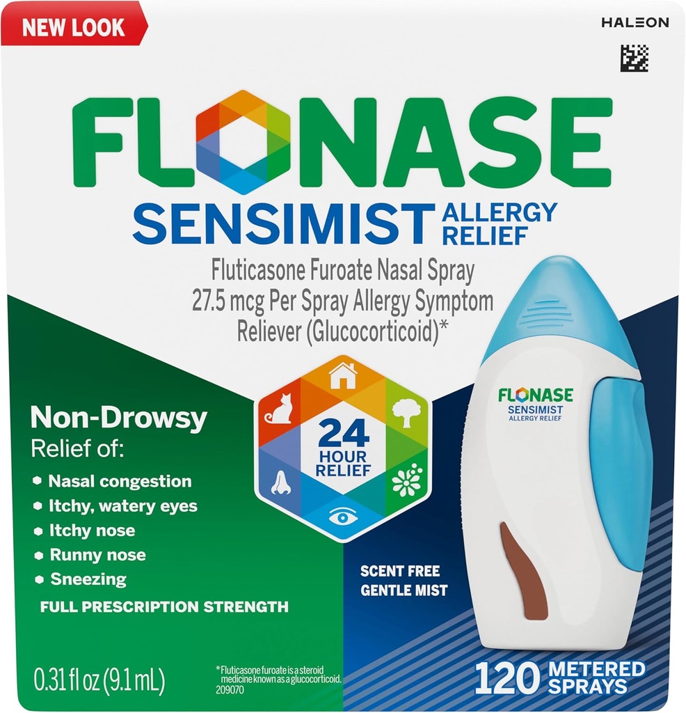 Spray anti-allergie sensimiste Flonase pour anti-parasis, anti-allergie multisymptomatique 24h/24 – 120 sprays