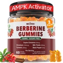 2 Pack - Gommies berbères 1500mg sans sucre, supplément berbère biologique avec cannelle de Ceylan, chrome, curcuma, chardon de lait pour le métabolisme, Berberine HCl de l'extrait de baies indiennes, végétalien