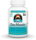 Source Naturals Wellness ZincMunity, soutient l'absorption, le métabolisme et l'utilisation du zinc pour Immune Heath*, 50 mg de zinc - 60 capsules végétariennes