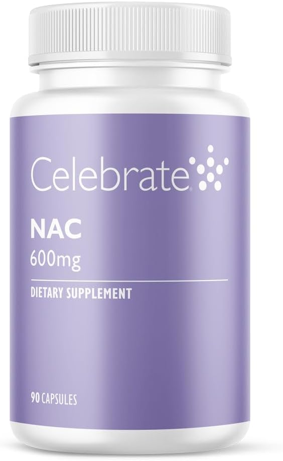 Celebrate Vitamins NAC (N-Acetyl Cysteine) Supplement, 600mg per Capsule, Gluten Free, Non-GMO, 90 Capsules