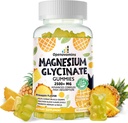 Glycinat de magnésium 2500mg - Supplément de potassium de magnésium sans sucre avec vitamine D, B6, CoQ10 pour l'humeur calme et le soutien du sommeil - 90 Gummies d'ananas