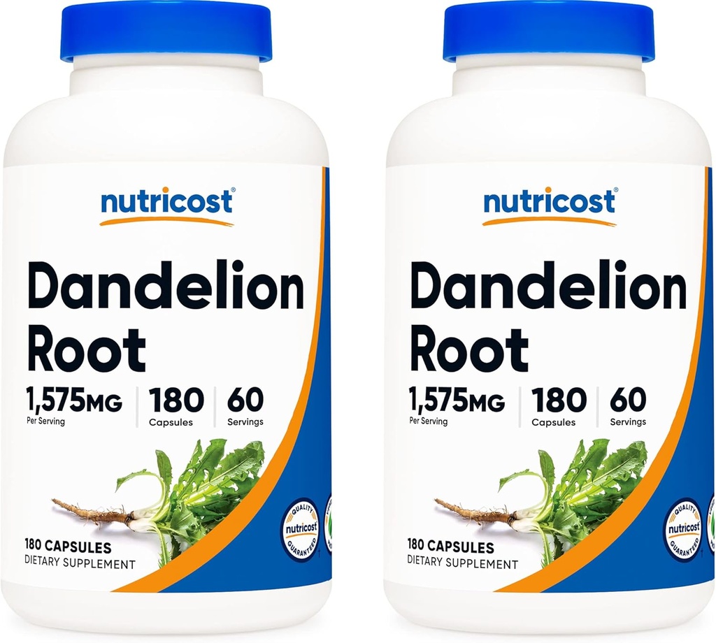 Nutricost Dandelion Root 525mg, 180 Capsules (2 bouteilles) - 1575mg portion, non-OGM, sans gluten