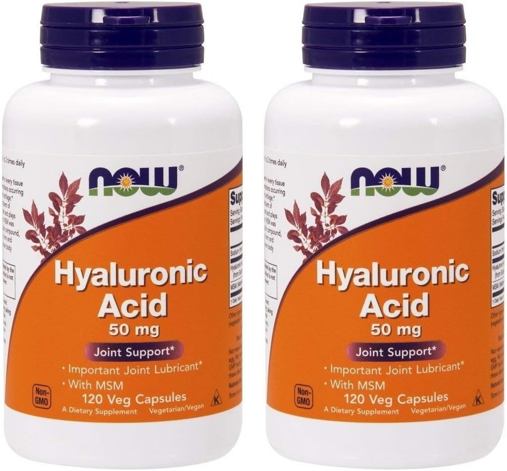 Now Foods Hyaluronic Acid with MSN, 120 Capsules (Pack of 2)