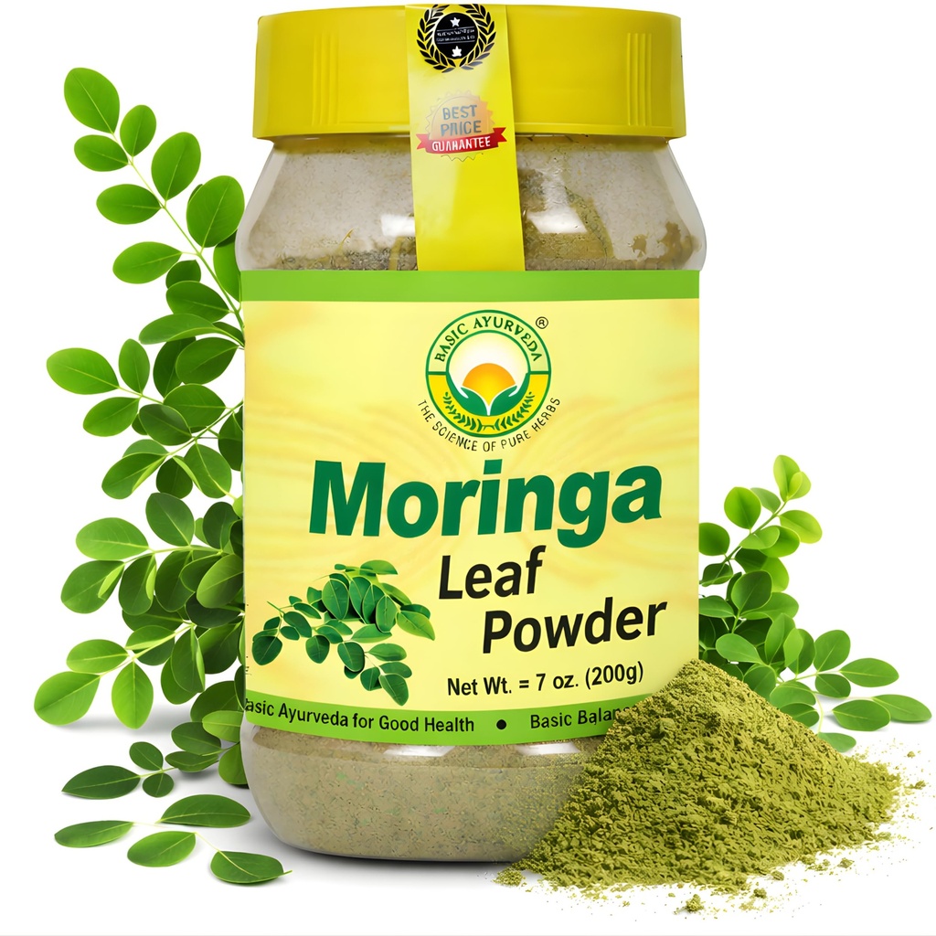 AYURVEDA BASIC Moringa Poudre de feuille - 7.05 Oz (200g)