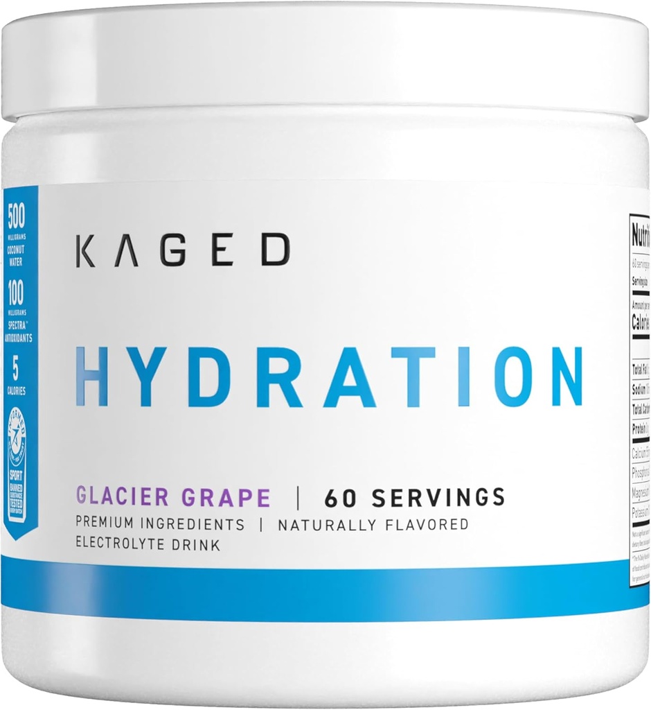 Poudre d'électrolytes kaged Hydra-Charge Mélange de boissons de sport pré, post, intra-entraînement