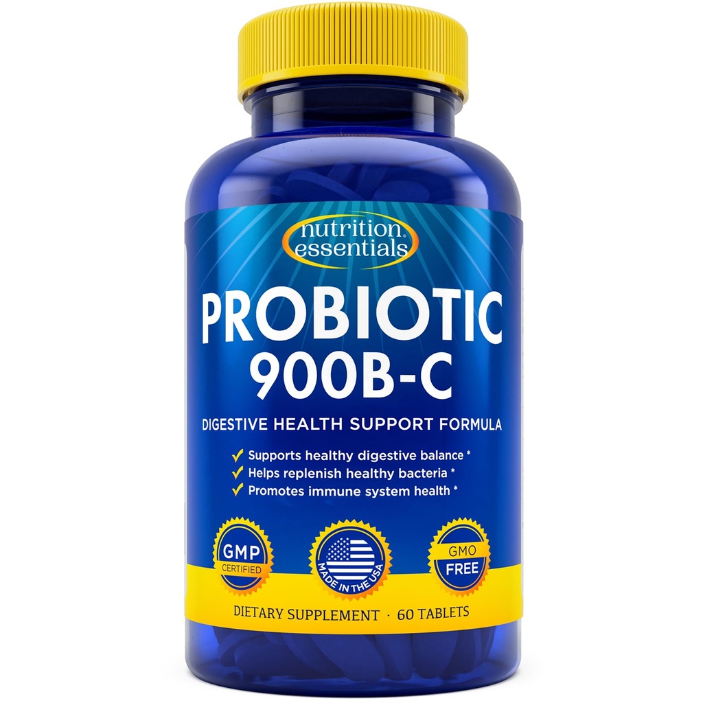 Nutrition Essentials Probiotiques pour les femmes et les hommes - avec l'enzyme de la lactase et la fibre prébiotique pour la santé digestive - 80 pour cent + plus de supplément de potentiel pour le soutien de la santé Gut - Formule végétalienne