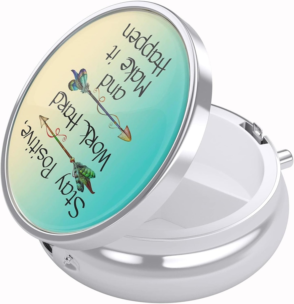 Boîte à pilules Nipichsha, petit cas de pilule pour la purse et la poche, organisateur mignon de médecine de voyage, porte-conteneur de médicaments portables pour tenir les vitamines, médicaments, huile de poisson et supplément, citation