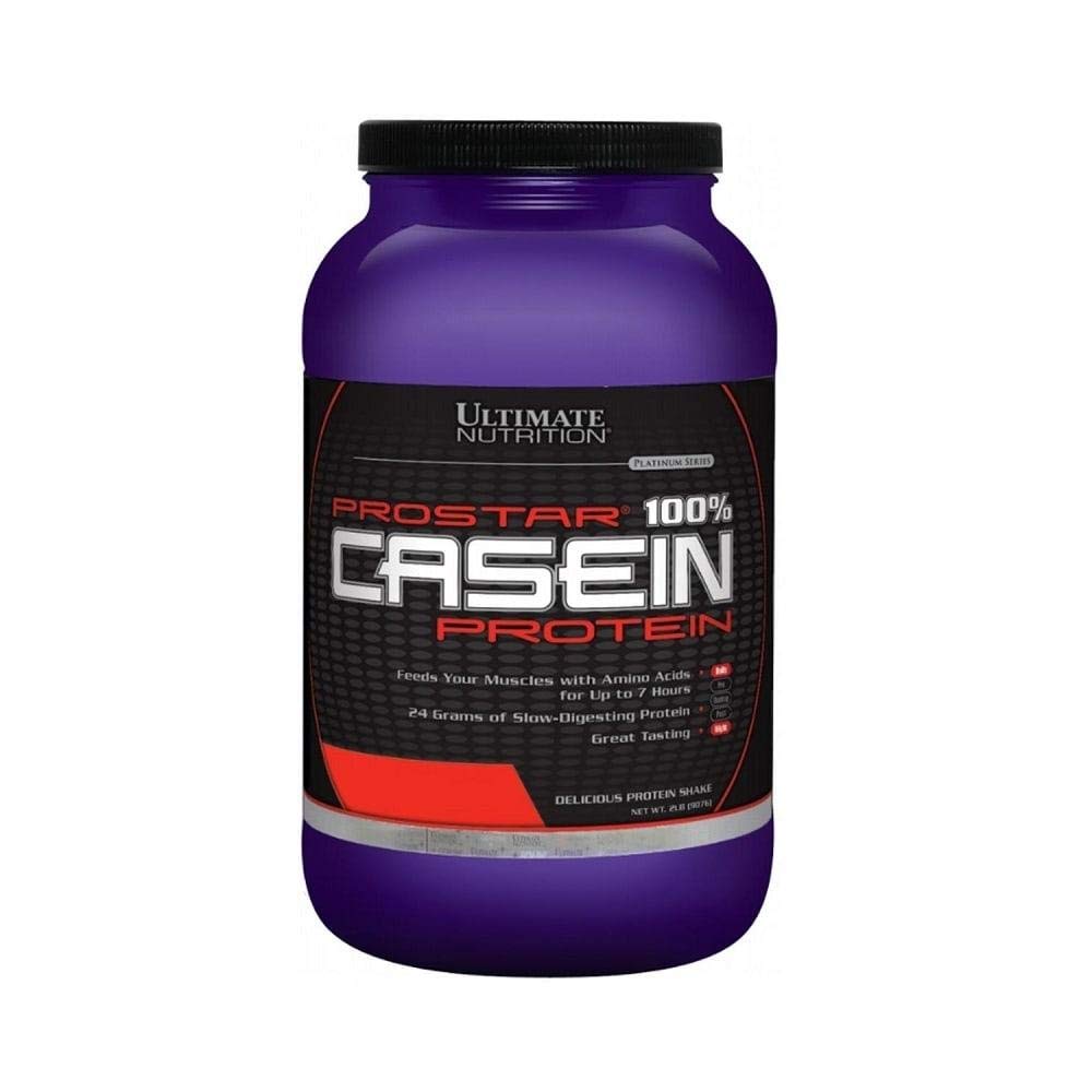 Ultimate Nutrition Prostar Micellar et hydrolysée en poudre de protéines de caséine - Sans gras croissance musculaire nocturne et récupération avec BCAAs, 2 livres, fraise