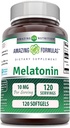 Amazing Nutrition Melatonin 10mg Supplément de softgels (non-OGM) Sans gluten (120 Nombre)