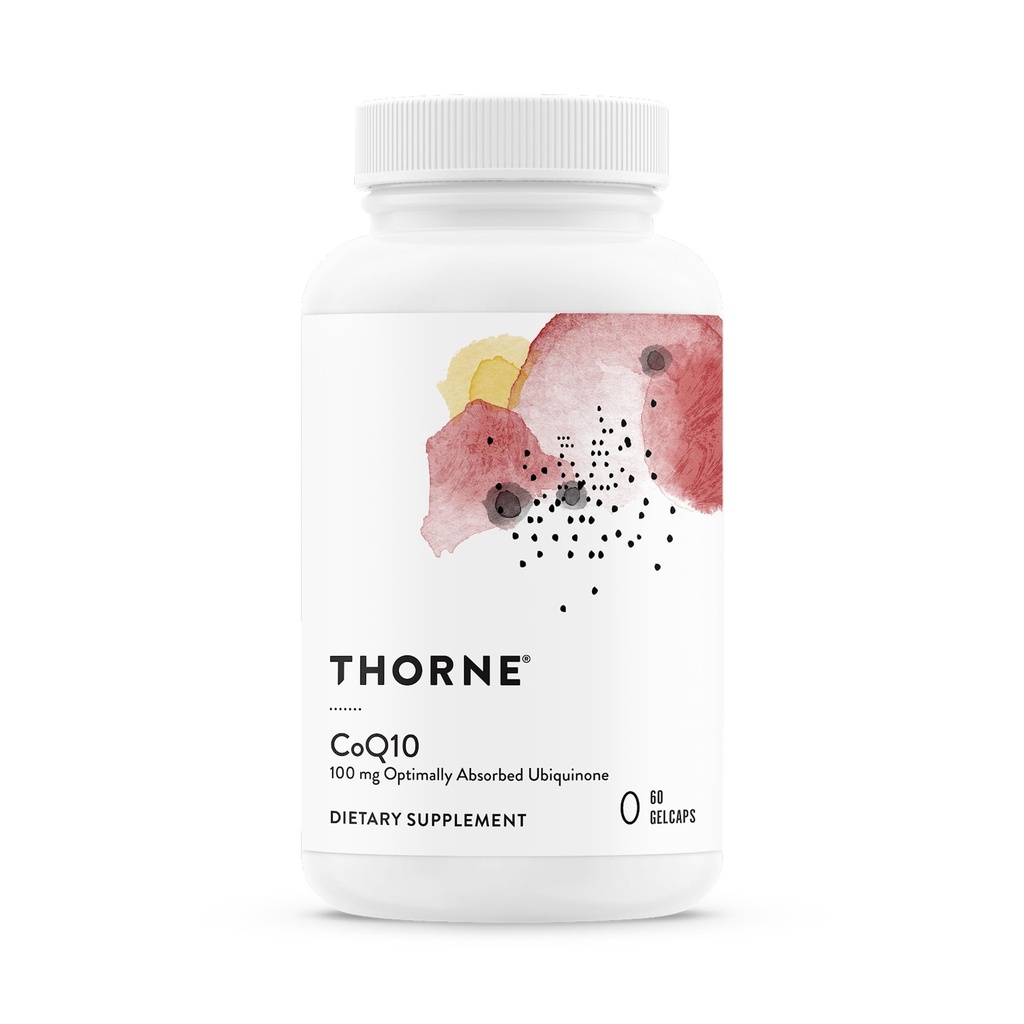 THORNE - CoQ10 - 100mg Optimally Absorbed Ubiquinone Supplement - Supports Heart Health, Brain Function, Cellular Energy Production & Healthy Aging* - Third-Party Certified - Gluten-Free - 60 Softgels