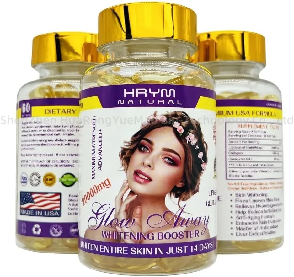 Capsules de blanchiment de la peau de glutathion de liposome premium - Suppléments à base de plantes pour l'éclaircissement de la peau, l'anti-âge et la formule antioxydante de détox