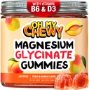 Gommies glycinées de magnésium au centre 400MG - Absorption élevée pour les enfants, les adolescents et les adultes - Supplément pour le sommeil, le calme et la relaxation musculaire avec B6 & D3 - Sans gluten et respectueux des végétaux - 120 Compte