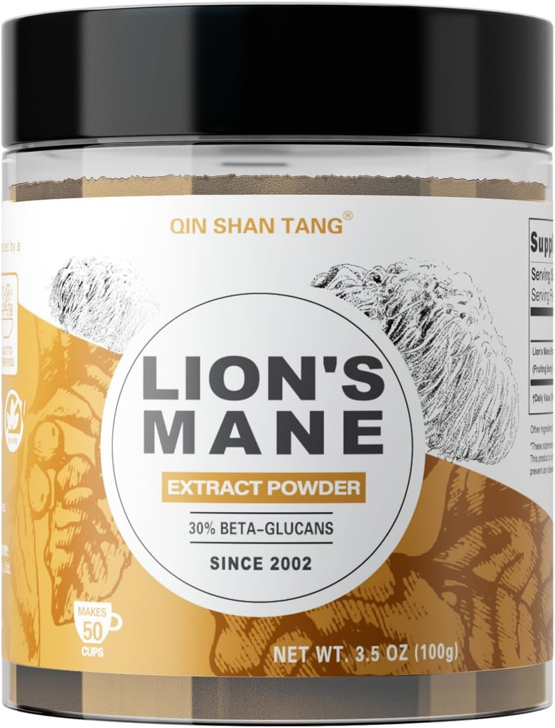 Lion's Mane Mushroom Powder, Real Fruiting Body Extract - 100g, Brain Supplement for Memory and Focus, 30% Beta-glucans