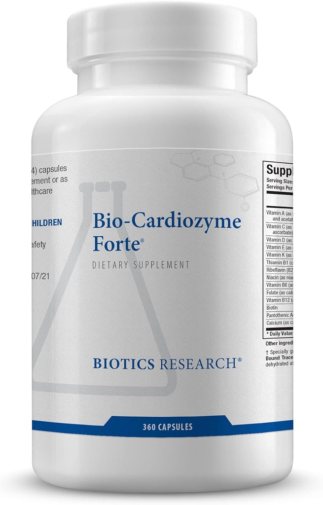 Recherche en biotechnologie Bio Cardiozyme Forte Multivitamine cardiaque en santé, Formulation à large spectre conçue pour soutenir la santé et la fonction cardiovasculaire, puissant antioxydant Soutien 360 Capsules