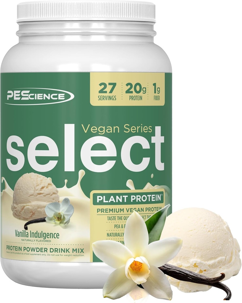 PEScience Select Vegan Protein Powder, Plant Based Protein Powder, Amazing Taste, Smooth Texture, Pea and Brown Rice Blend, Dairy Free, Lactose Free, Gluten Free - Vanilla Indulgence, 27 Servings