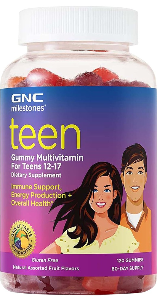 Les jalons du GNC Adolescent Multivitamine - Saveurs de fruits naturelles, 120 Gummies, 60 portions