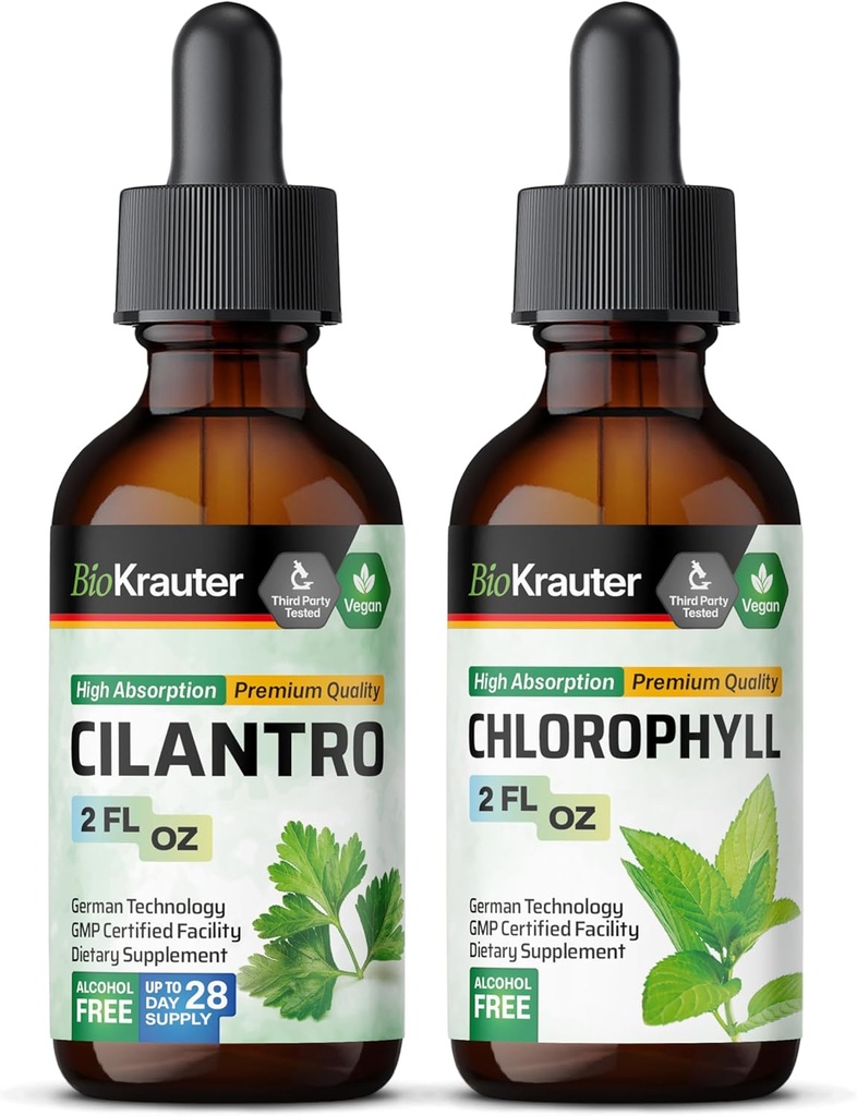 BIO KRAUTER Cilantro Teinture 2 Fl. Oz. et Chlorophylle Teinture 2 Fl. Oz.