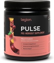 LÉGION Pulse Pre Workout Supplement - Toutes les boissons naturelles à oxyde nitrique pour stimuler l'énergie, sans créatine, naturellement sucrée, Beta Alanine, Citrulline, Alpha GPC (Fruit Punch)