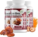 GreeNatr Complete Champignon Supplément -10 en 1 Complexe avec Manille de Lions, Cordyceps, Shiitake, Chaga, Turkey Tail pour le support immunitaire, mémoire, focus et booster l'énergie naturelle - 180 Capsules (3 bouteilles)