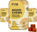 PYM Citrus Mood Chews Support pour le stress, l'inquiétude et l'overwhelm, 60 Comte, 130mg GABA, 90mg L-Theanine, végétalien, non-OGM, sans gluten, sans sucre ajouté.