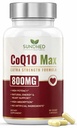 CoQ10 Supplément puissant antioxydant - Formule extra forte 800mg, 60 Capsules, 1-Mois avec Coenzyme Q10 Vitamines et suppléments