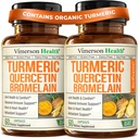 Quercetin w/ Bromelain Turmeric Curcumin Supplement – Triple Action: Allergy Relief, Inflammation & Joint Support with Organic Tumeric + Bioperine for Max Absorption – 60 Quercetin 500mg Caps, 2 Pack