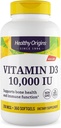 Origines saines Vitamine D3 10 000 UI (non-OGM, haute puissance, soutien osseux, soutien immunitaire, sans gluten), 360 softgels