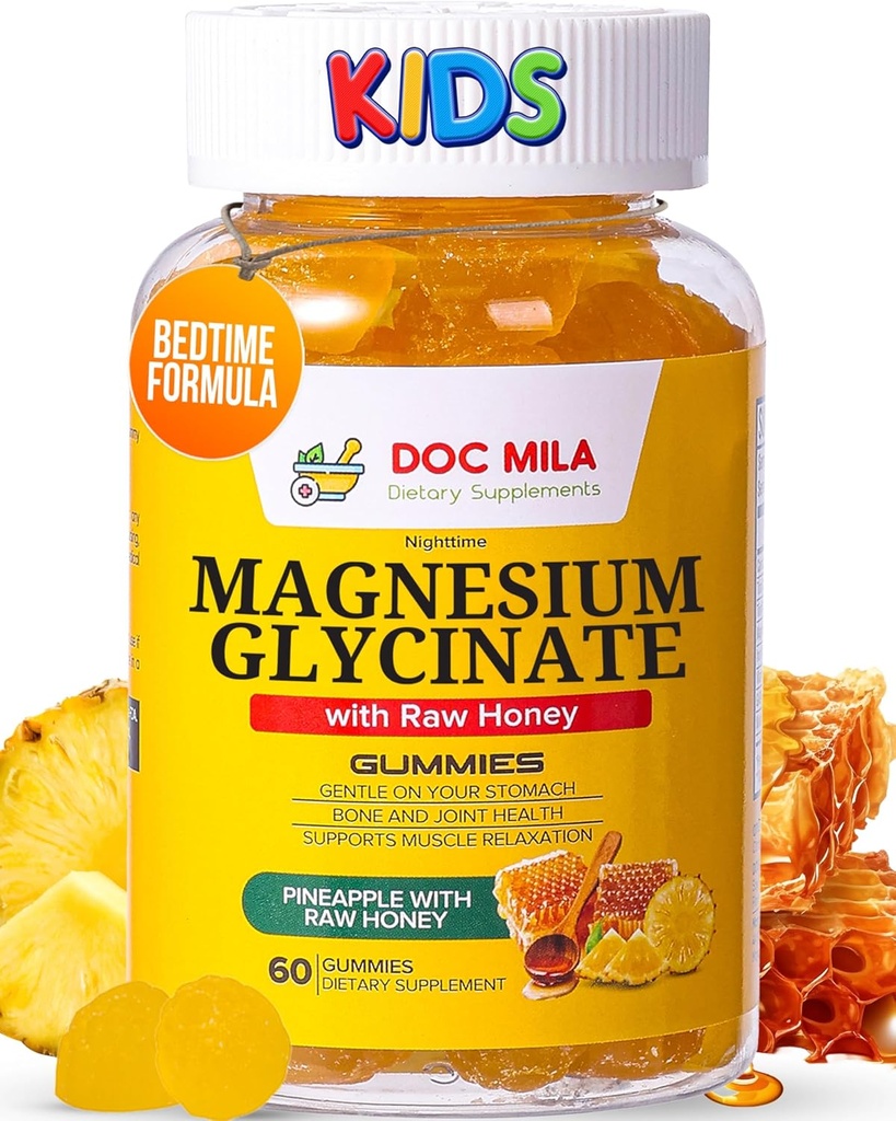 Glycinat de magnésium 100mg pour les enfants et les adultes- Formule pour le coucher, Supplément de sommeil profondément calme - Glicinato de Magnesio