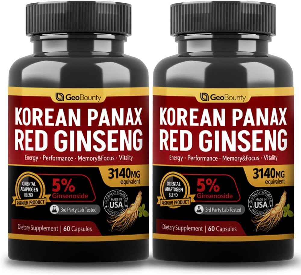 Paquet de Ginseng 2 de Panax Rouge Coréen, Suppléments de Ginseng de Panax, 2 Value Pack 3140mg (Ginsenoside 5%)
