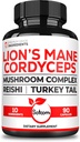 Satoomi 10in1 Cordyceps Supplément Champignon - mélangé avec Lions Mane, Turquie Tail Mushroom, Reishi Mushroom et autres - 90 Capsules pour 90 Servir Approvisionnement