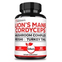 Satoomi 10in1 Cordyceps Supplément Champignon - mélangé avec Lions Mane, Turquie Tail Mushroom, Reishi Mushroom et autres - 90 Capsules pour 90 Servir Approvisionnement