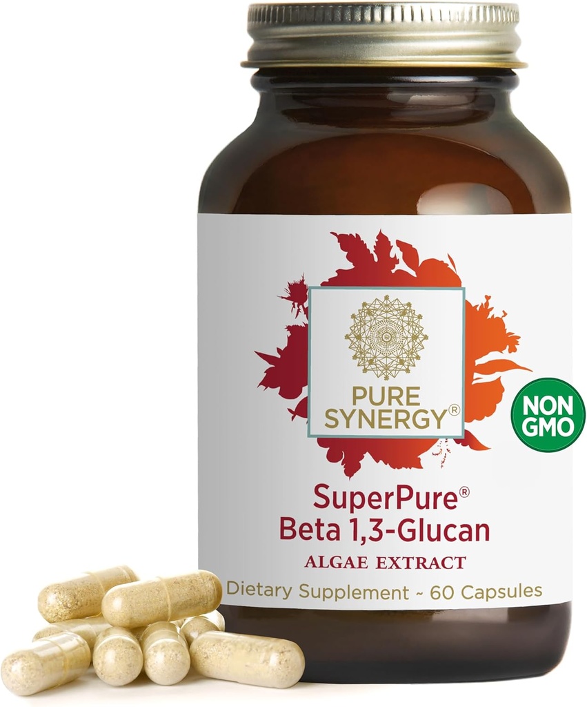 PURE SYNERGY SuperPure Beta 1,3-Glucan Extrait de 500 mg Beta 1,3-Glucan Supplément de l'algue sans levure, sans OGM, extrait normalisé