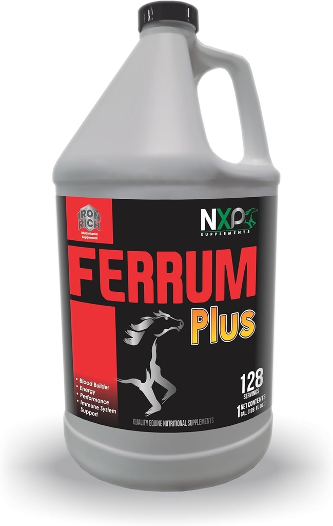 Ferrum Plus - Iron Rich Blood Support Energy Performance Immune System Support Performance Supplement for Horses by NXP Supplements - 1 Gallon (128 oz)
