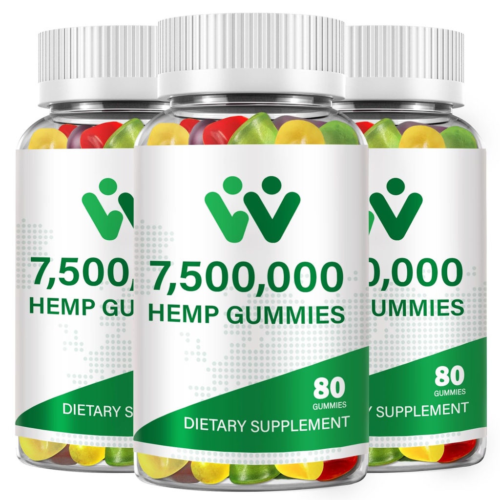3 Packs Gommies de chanvre biologique 7,500,000 Haute résistance - Huile de chanvre haute puissance infusée Gummiеs - Suppléments de bonbons de chanvre naturel - 240 Gummiеs