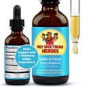 My Spectrum Heroes Calm & Focus Supplement Drops - Soutien Cerveau avec L-theanine, GABA, Huperzine A - Améliorer la concentration pour les enfants ou les adultes - Boost Concentration pour les enfants et les adolescents - 2.02 FL oz. (60 ml)