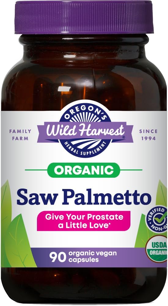 Oregon's Wild Harvest Organic Saw Palmetto Pygeum Herbal Supplement in Vegan Capsules - 90 Count