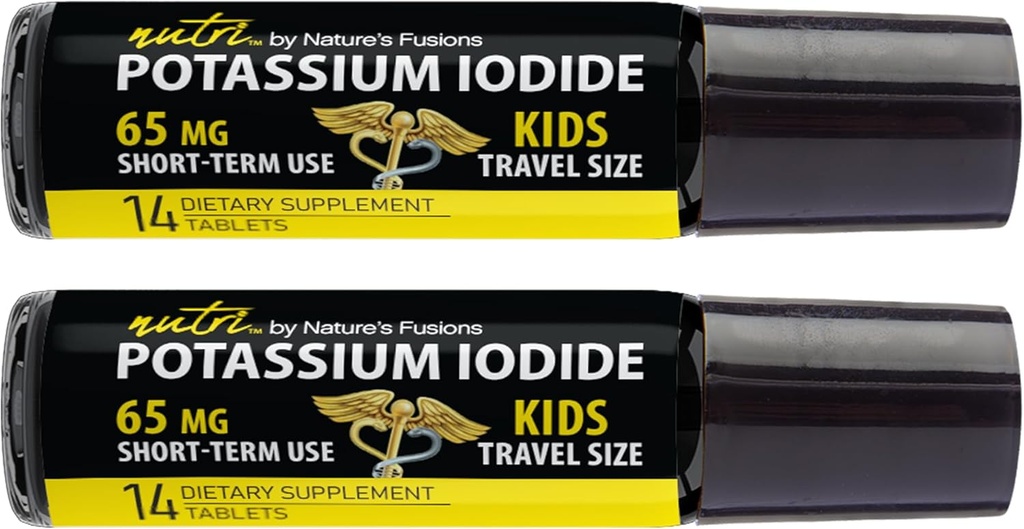 (2 boîtes) Nutri comprimés iodés potassiques 65 mg - Enfants Taille de voyage 14 comprimés Pilules iodées potassiques - comprimés iodés potassiques 65 mg - Pilules Ki de YODO Naciente (28 comprimés)