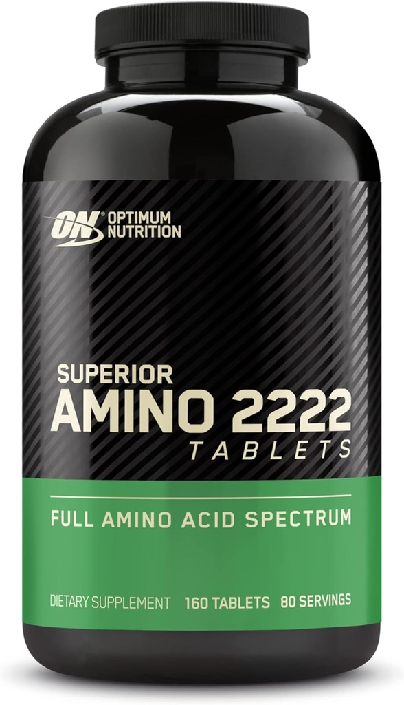 Optimum Nutrition Superior Amino 2222 Comprimés, Acides aminés essentiels complets, AAE, 160 Compte