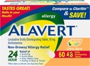 Alavert Allergy Relief 24 heures, Arôme des agrumes, Désintégration orale des comprimés d'allergie, Antihistaminique non somnolent, Loratadine 10mg, 60 Compte