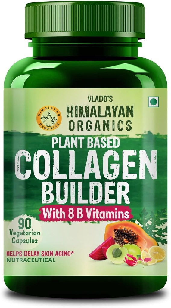 Himalayan Organics Collagen Builder pour les cheveux et la peau avec Biotine et Vitamine C 90 Capsules de Veg