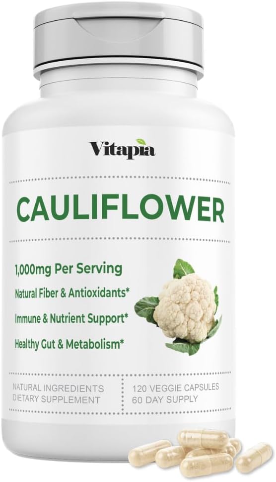 Supplément en poudre de chou-fleur bio Superfood Veggies - Sulforaphane naturel, Vitamines, Minéraux pour la digestion, Énergie, Support Antioxydant - 120 Capsules végétales, Non-OGM, Sans gluten
