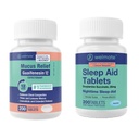 WELMATE Nighttime Wellness Bundle: Mucus Relief Guaifenesin 600mg Mucus Relief (200 Ct) & Doxylamine Succinate 25mg Aide au sommeil (200 Ct)