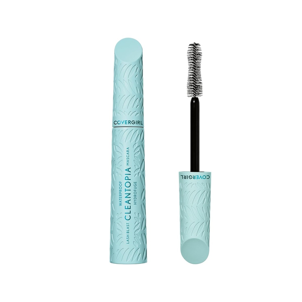 CoverGirl Lash Blast Cleantopia, Mascara imperméable, Extrait de feuille d'aloès, Vitamine E & Ceramide, Formule douce, Volumisation, Long-Wearing, Transfer-Proof, Extreme Black, 1 Compte