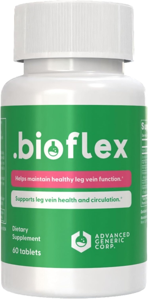 Bioflex Vein Traitement pour jambes – Soutien complet pour la santé de la veine des jambes avec vitamine C, agrumes bioflavonoïdes, châtaigne de cheval et plus – 60 comprimés