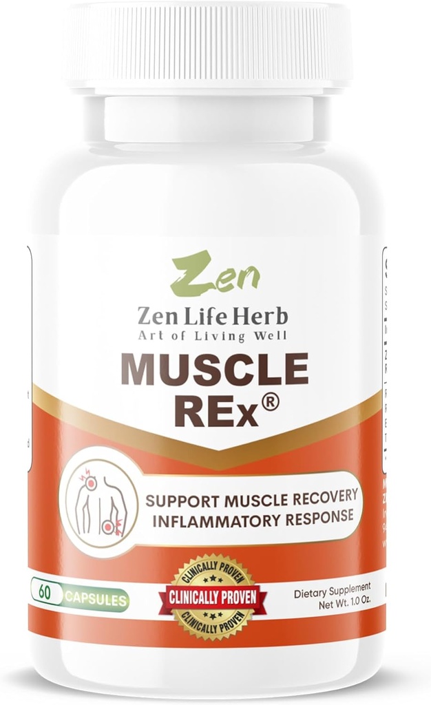 ZEN LIFE HERB Muscle Rex - Soutien des articulations, des muscles et des nerfs - Relax Aches & Chronic Discomfort Plant-Based Complement (60 Capsules)