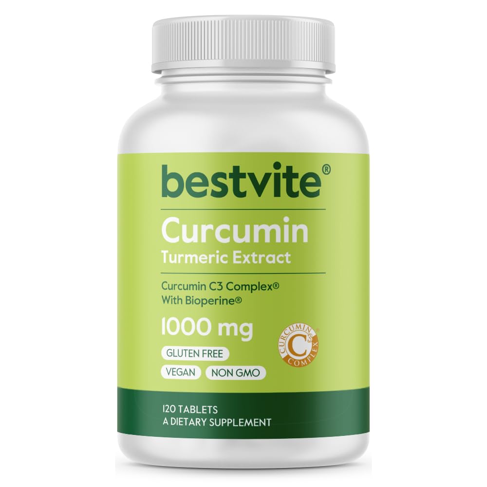 Curcumine 1000mg (Turcuma)(120 comprimés) Fabriqué avec le complexe Curcumin C3 & Bioperine - Standardisé à 95% Curcuminoides - Vegan