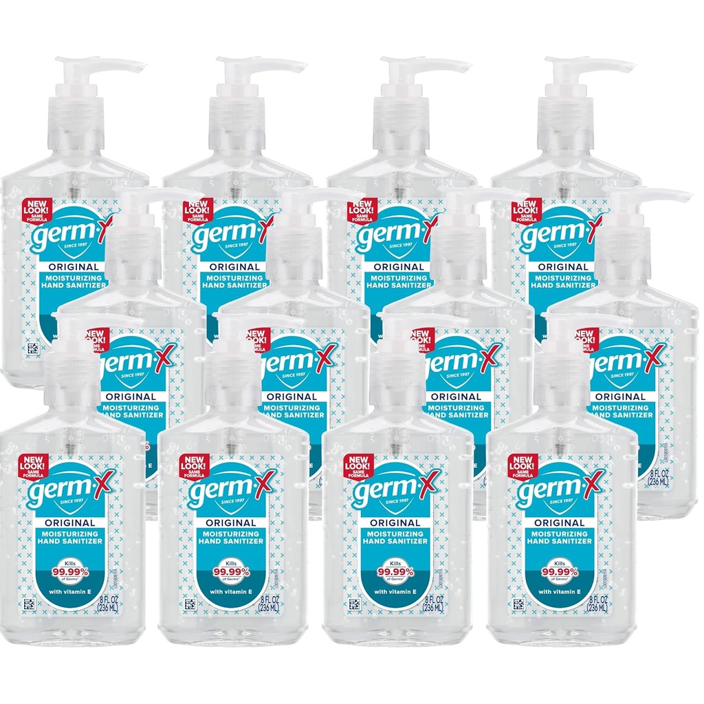 Gel hydratant sans séchage avec vitamine E, formule instantanée et sans rinçage, retour au collège de fournitures scolaires, bouteille de pompe à 8 fl Oz (paquet de 12)