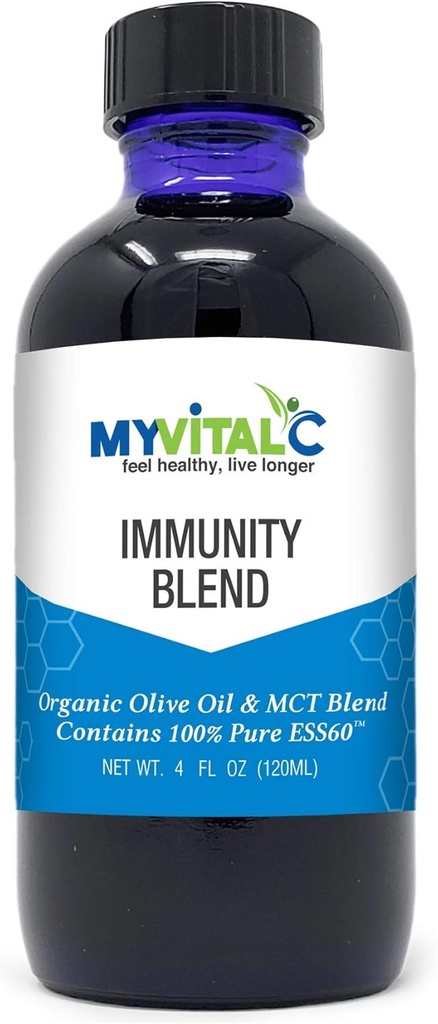 MyVitalC Immunity Blend in Organic Extra Virgin Olive Oil & MCT Blend Supplément 120 ML - Pure ESS60 pour Nootropic - Focus - Sommeil - Antioxydant - Énergie - Longévité et immunité