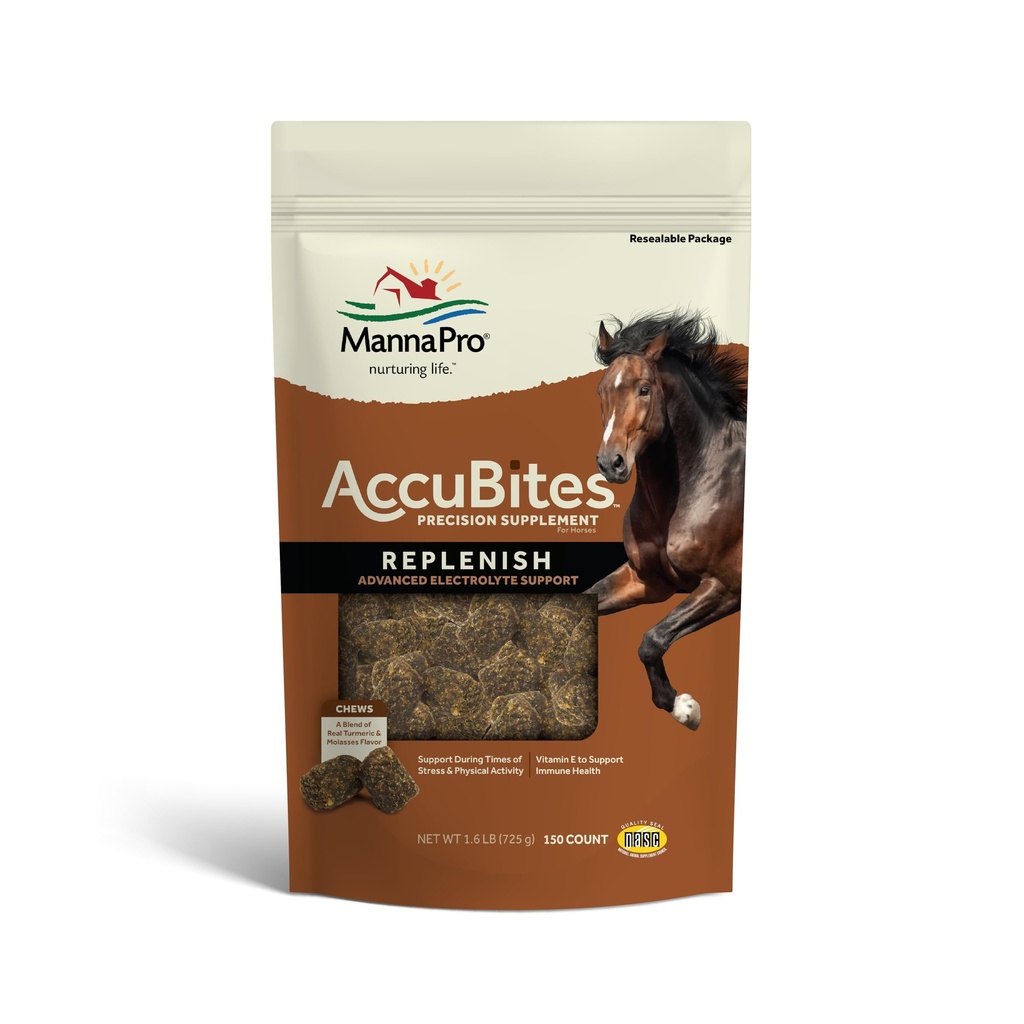 Manna Pro AccuBites réapprovisionne le supplément équine – hydratation et supplément de soutien immunitaire pour chevaux – contient de la vitamine E et du curcuma – curcuma et molassées aromatisées – 1,6 lb