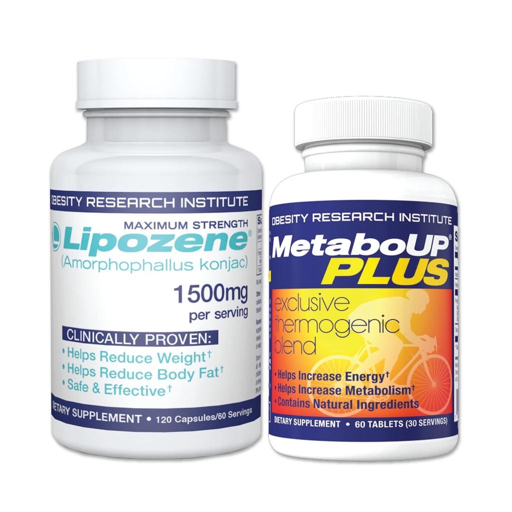 Lipozène Perte de poids Combo d'une méga bouteille 120 Compte et une bouteille de complément thermogénique MétaboUP 60 Compte dans le total - Boost Métabolisme, augmenter l'énergie et contrôler votre appétit